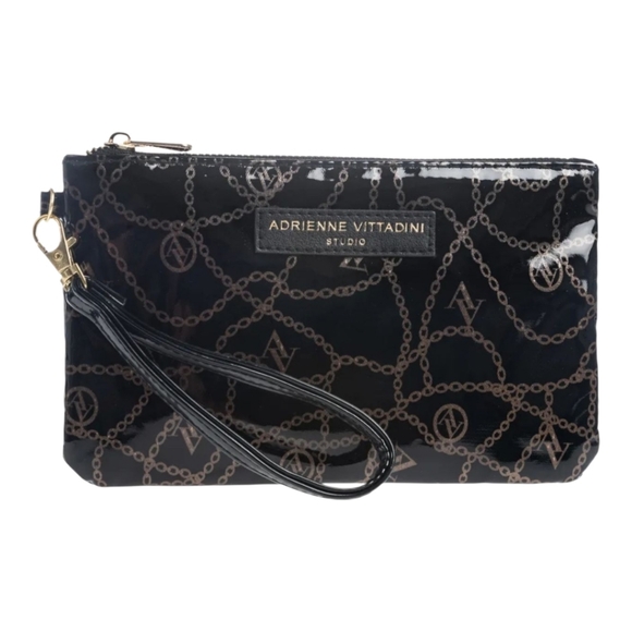 PHONE CHARGING WRISTLET WALLET BY ADRIENNE VITTADINI BLACK PATENT NEW! - Picture 1 of 4